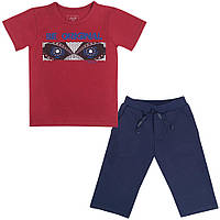 Костюм (футболка и штаны) летний для мальчика GABBI KS-19-17-2 Техно Бордовый на рост 122 (11647)