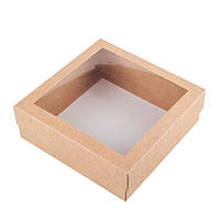 Квадратная коробка c окошком (крафт) 15*15*5 см