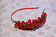 Обруч для волосся / обідок на голову односторонній червоний з ягодами калини 143, фото 3