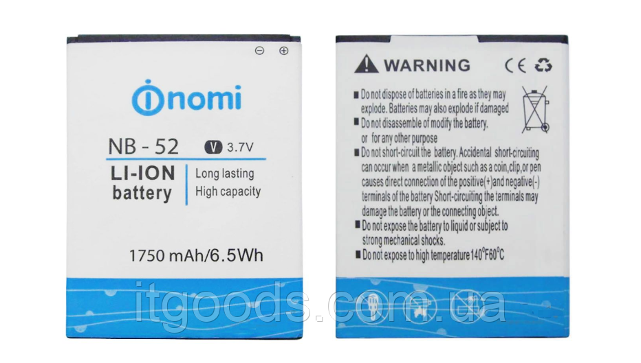Оригінальний акумулятор ( АКБ / батарея ) NB-52 для Nomi i501 Style 1750mAh
