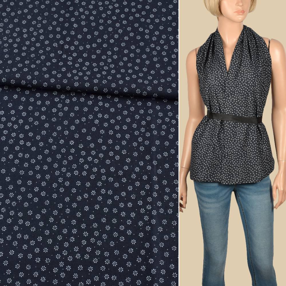 Коттон сорочковий чорний в дрібний білий квітка, ш.148