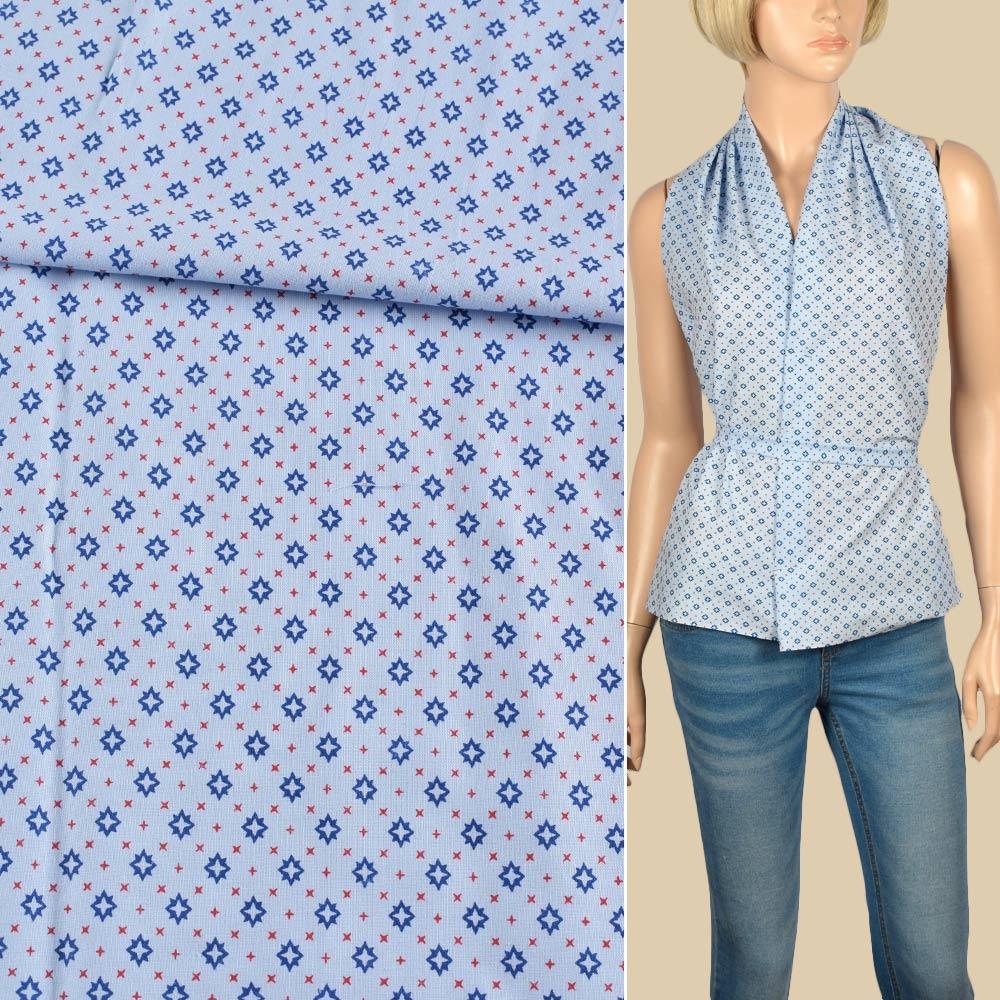 Коттон сорочковий блакитний в дрібний малюнок, ш.140