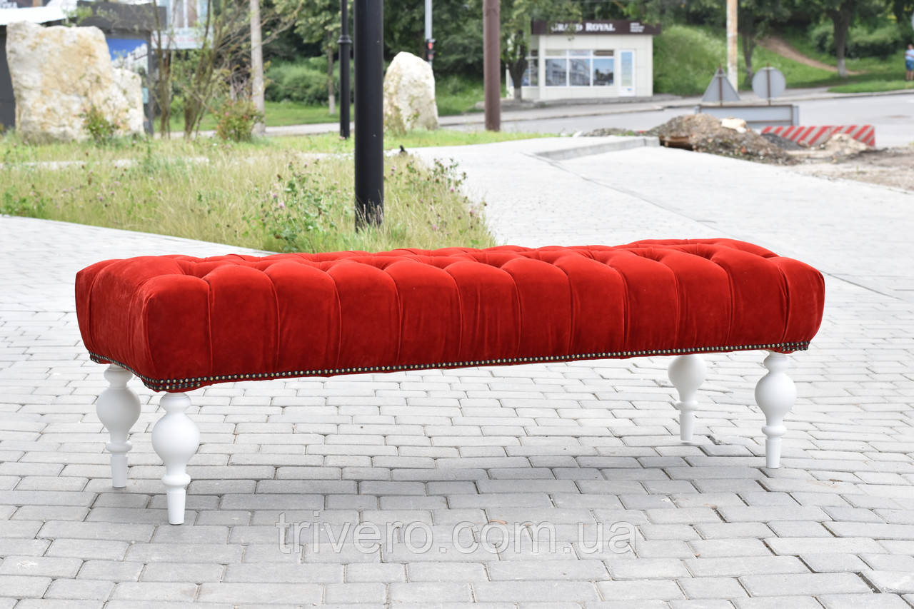 Банкетка червона з точеними ніжками, фото 1