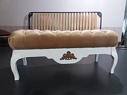 Банкетка з дерева біла для передпокою з ніжками кабріоль