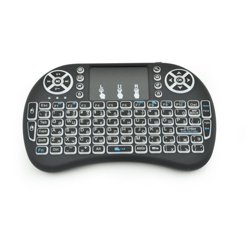 Бездротова клавіатура i8 Mini трикольорова підсвітка Black (3_0059), фото 1