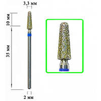 Алмазная насадка для маникюра Конус удл. остр. Blue 3.3*10