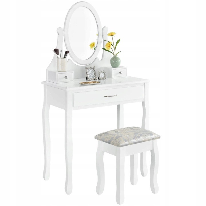 Туалетний столик Wooden Dresser R2 білий + табурет (8054), фото 1