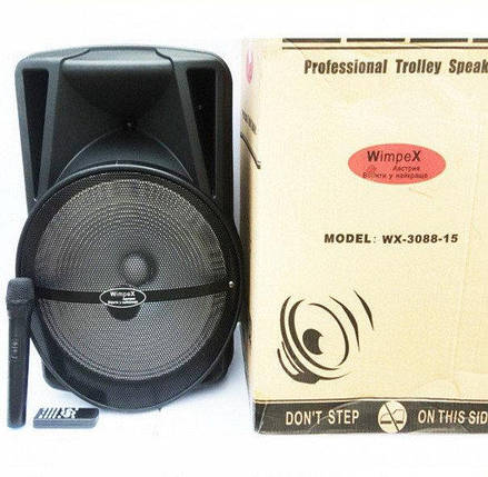 Колонка Wimpex WX-3088-15 100 Вт Bluetooth SD+USB з пультом і гітарним входом, фото 1