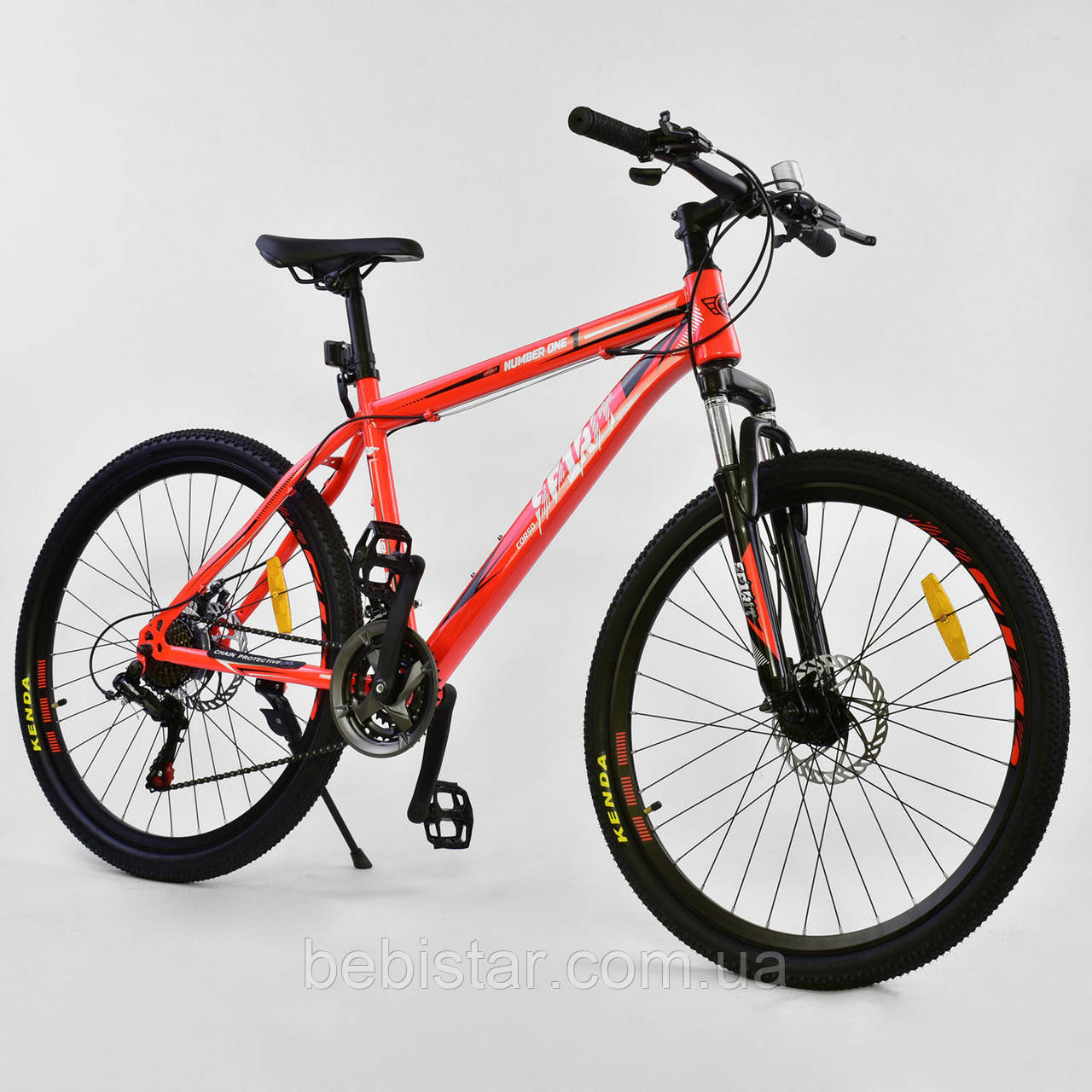 Спортивный велосипед красно-оранжевый CORSO SPIRIT 26 дюймов 21 скорость металлическая рама 17дюймов - фото 1 - id-p971961746