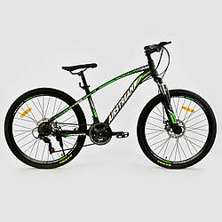 Спортивний велосипед чорний із зеленим CORSO AIRSTREAM 26 дюймів 21 швидкість металева рама 17 дюймів