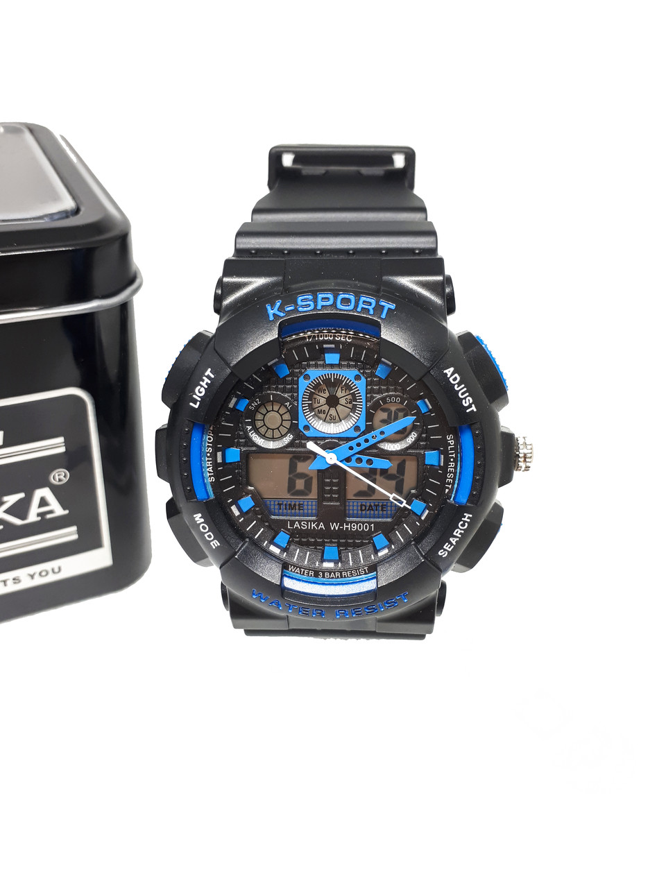 Годинник K-Sport 898электронные + кварцові в залізній коробці. Синій