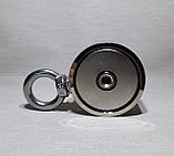 Пошуковий магніт у металевому корпусі двосторонній F120=67мм 150 кг, фото 4