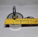 Пошуковий магніт у металевому корпусі двосторонній F120=67мм 150 кг, фото 7