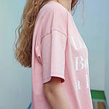 Сукня-футболка жіноча домашнє. Нічна сорочка, туніка сорочка для сну, розмір S (рожева), фото 4