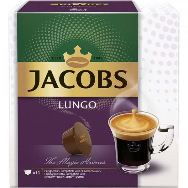 Уценка! Кава в капсулах Jacobs Lungo Dolce Gusto 14 шт. (Нескафе Дольче Густо), Німеччина