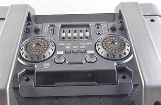 Велика акумуляторна акустика Trolley Speaker USB/FM/Bluetooth 450 Вт із радіомікрофонами, фото 5