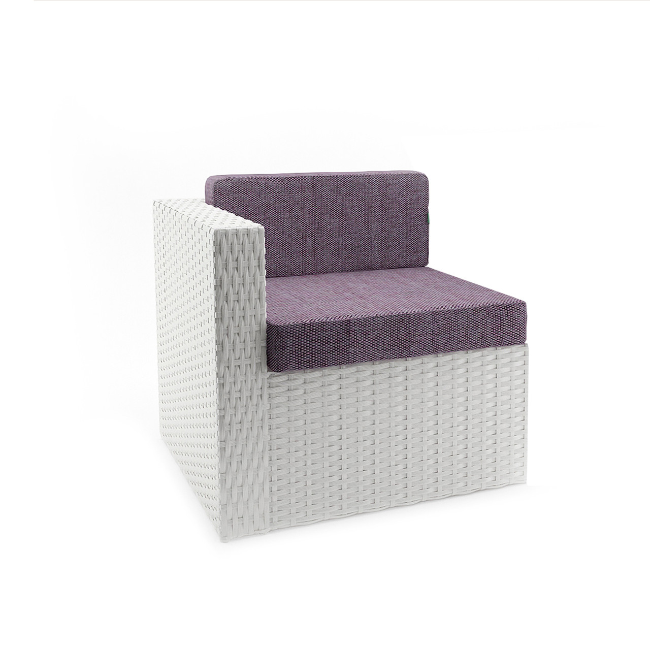 Диван плетений Мартін кутовий елемент без текстилю, віск. ротанг Білий перламутр, 70х70х64 см (Pradex ТМ)