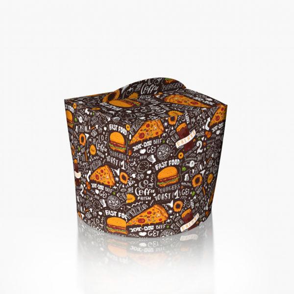 Коробка для локшини і салатів 600 мл. Темна (50шт/уп), фото 1