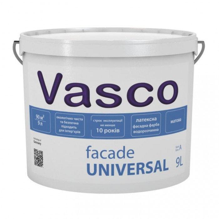  Фарба Vasco Fasade Universal — 9 л, латексна фарба для фасадів і внутрішніх робіт