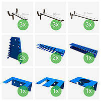 Панель інструментів (58х120 см) перфорована з додатковими кріпленнями для СТО гаража, фото 5