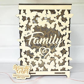 Весільна коробка для грошей на весілля Family 25x20x18 см світле дерево