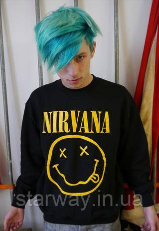 Чорний світшот | кофта nirvana yellow logo