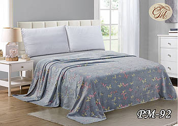 Плед з флісу Метелики райдужні на сірому (220х240)