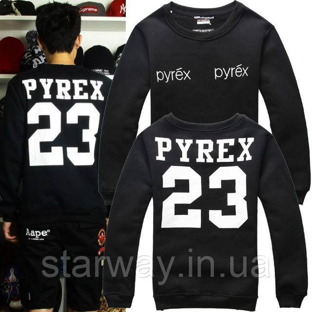 Чорний світшот | кофта pyrex 23 white logo
