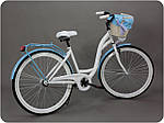Велосипед жіночого міста Goetze BLUEBERRY 28 кошик !!!Колір біло-блакитний, фото 2