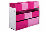 Рожевий органайзер для іграшок, полиця з шухлядами, фото 3