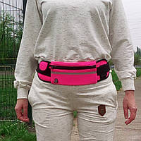 Спортивная сумка на пояс розовая для бега