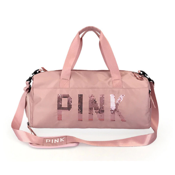 Сумка жіноча PINK в стилі Victoria's Secret дорожня спортивна для фітнесу з відділенням для взуття (рожева)