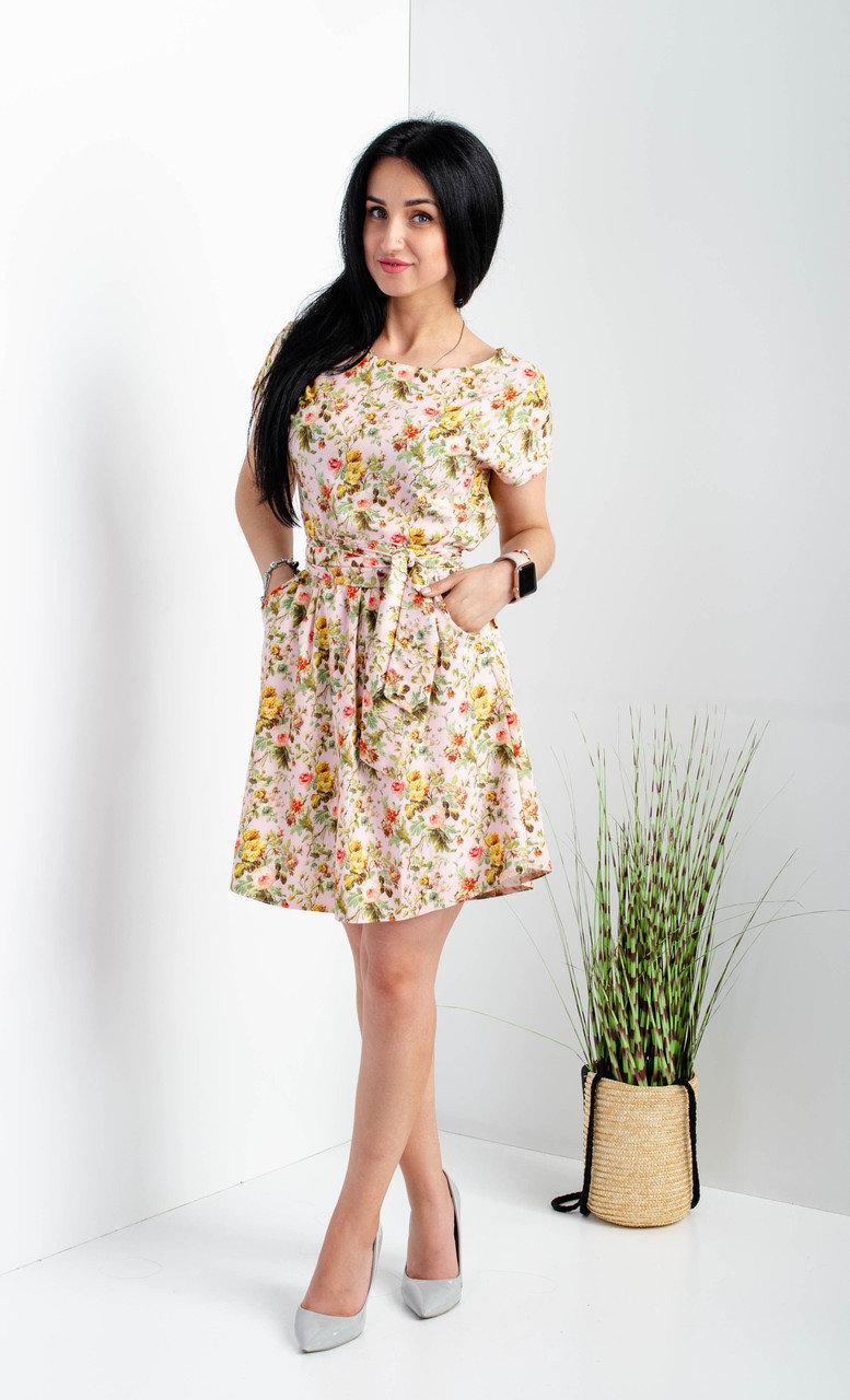 Літнє молодіжна сукня А-силуету з принтом розміри 44-46, 48-50.