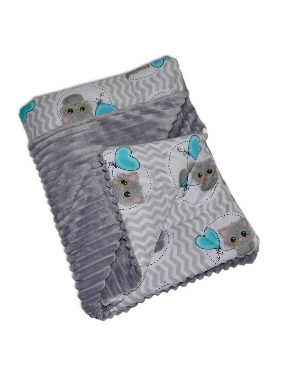 Дитячий плед DavLu Котик 95х75 см сірий (Pl-012), фото 1