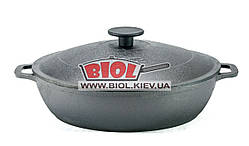 Чавунна жаровня 26 см із чавунною кришкою БІОЛ 03261-3. Чавунний посуд Біол