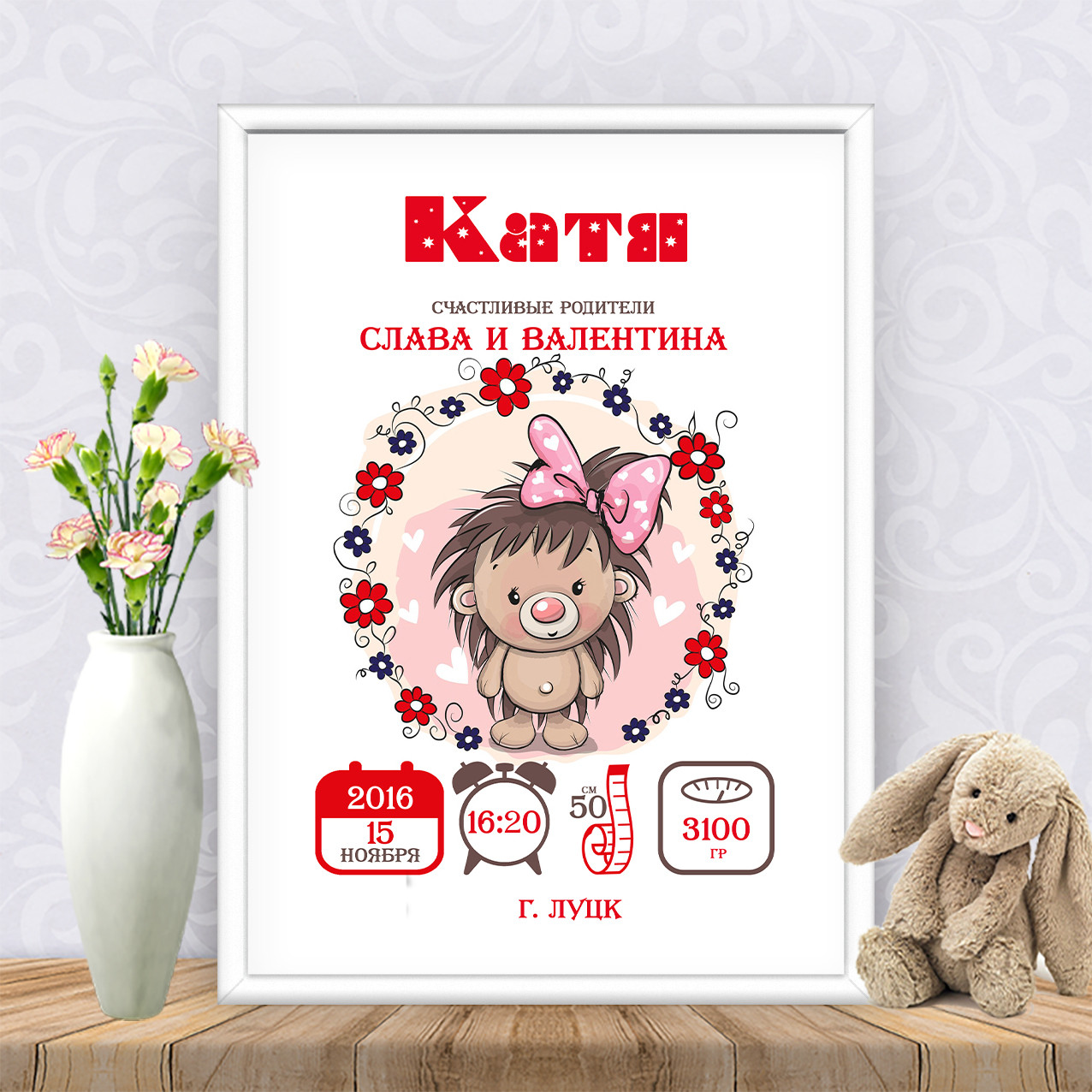 Метрика "Милий їжачок-дівчинка"