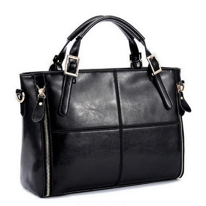 Модна жіноча сумка. Сумка шоппер жіноча прямокутна містка (чорна), фото 1