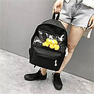 Шкільний рюкзак з качочками Transparten чорний (AV178), фото 4