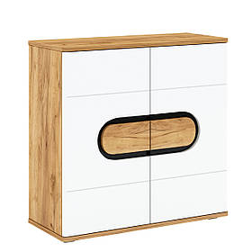 Комод G 2Д в спальню Rodan Дуб Крафт Золотий / Білий Глянець Blonski