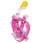 Інноваційна маска для снорклінга підводного плавання Easybreath рожева, фото 3