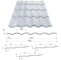 Металочерепиця VALENCIA 0,45 мм PEMA RAL 8019 Словаччина, фото 2