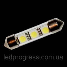 Світлодіод SV8.5-T10*39-3SMD(5050)-12V білий