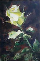 Картина "Бело-зеленая роза"