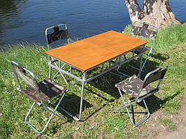 Комплект складаних меблів "Еліт-Компакт" Складаний стіл + всередині стільці зі спинкою