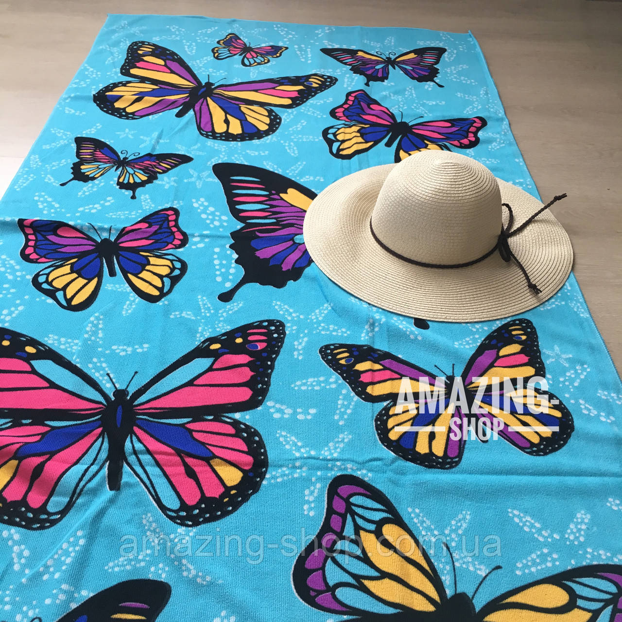 Пляжний рушник  ⁇  Пляжний плед  ⁇  Пляжний килимок  ⁇  "Метелики" Розмір 170*86 см.
