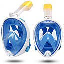 Повнолицева панорамна маска для плавання UTM FREE BREATH (L/XL) Блакитна з кріпленням для камери, фото 3