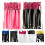 Щітка нейлонова, для вій і брів, біла ніжка-червоний ворс, фото 4