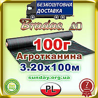 Агротканина 3,20*100м 100г/м. кв. Чорна, щільний. Для мульчування.