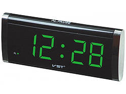 Електронний годинник VST 730 green, цифровий настільний мережевий годинник, led alarm clock VST-730, годинник із будильником