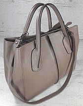 59-2 Натуральна шкіра Жіноча сумка бежева формат А4 кавова жіноча сумка шкіряна бежева на підкладці, фото 5